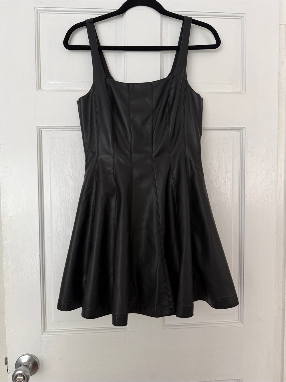 7 For All Mankind Black Faux Leather Mini Dress